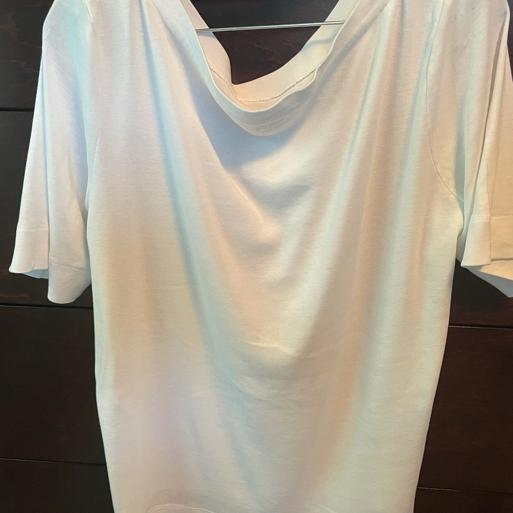 CHICO’S WHITE BATEAU-NECK TEE SIZE L (12-14)